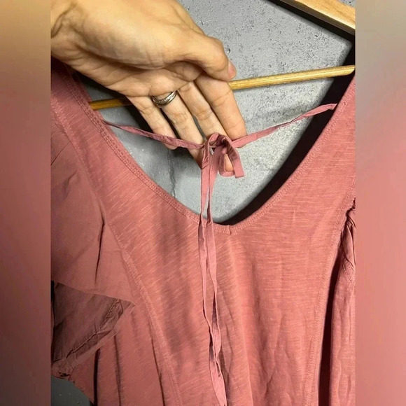 Anthropologie DAILY PRACTICE Flutter-Sleeve Tee Dress Shift Tie Back.  Medium - Picture 8 of 10